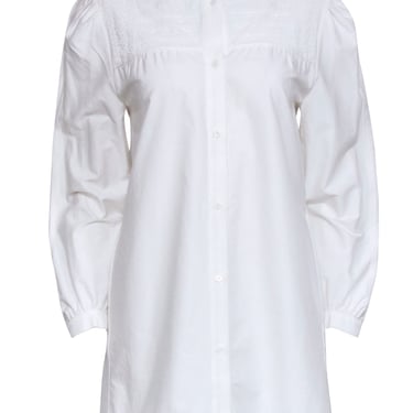 Maje - White Beaded Shoulder Shirt Dress Sz 4