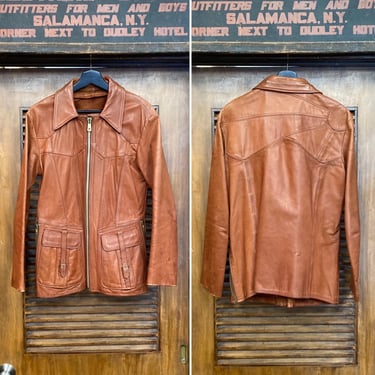 Vintage 1960’s East West Instruments “Smoke” Hippie Rocker Leather Jacket, Original, Stash Pocket, 60’s Vintage Clothing 