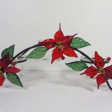 Vintage Lucite Poinsettia Flower Candle Holder - Acrylic Lucite Poinsettia Candle Holder 