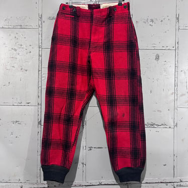 30x28 60s Woolrich not tag Hunting Pants Red Wool Pants Buffalo plaid Red Warm Trousers Farm Workwear 