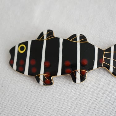 1980s Ceramic Fish Brooch 