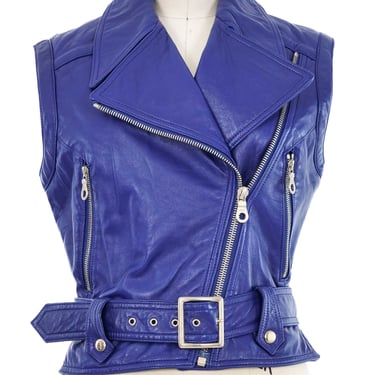 North Beach Cobalt Leather Motorcycle Vest