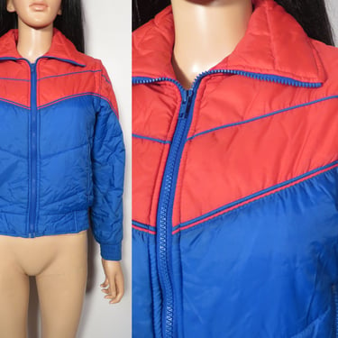 Vintage 70s/80s Red And Blue Convertible Ski Jacket Vest Size Youth Large Or Womens XS 