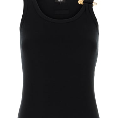 Versace Women Black Stretch Cotton Tank Top