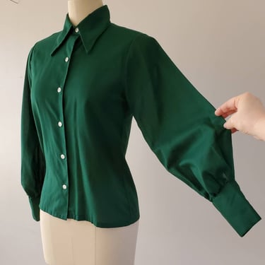 Late 1960's Hippie Blouse with Large Collar and Bishop Sleeves by Royal Deb 60s Boho Shirt 60's Women's Vintage Size Small 