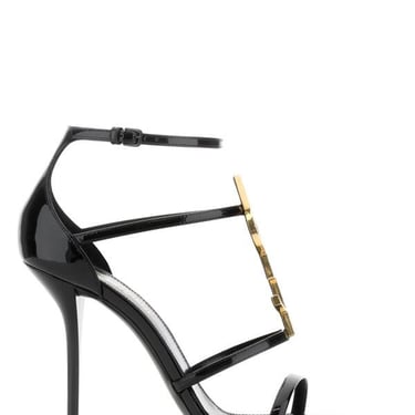 Saint Laurent Women Black Leather Cassandra Sandals