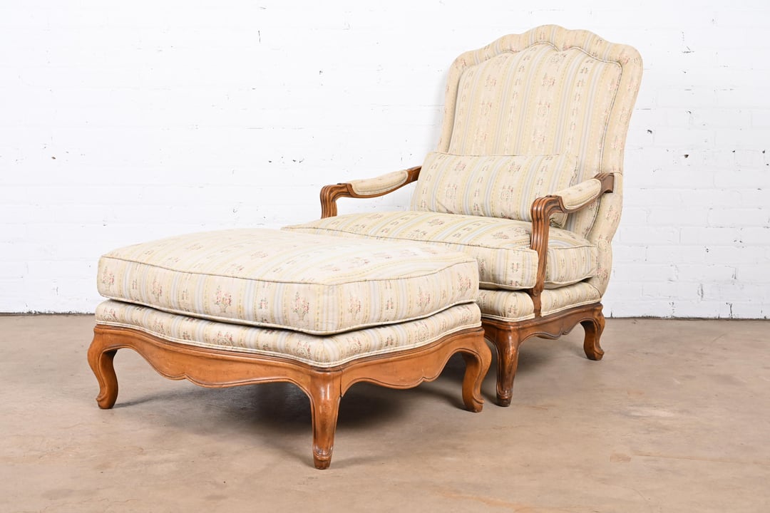 Baker Furniture French Provincial Louis XV Oversized Fauteuil and