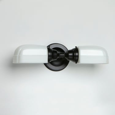 Kitchen Light Bathroom Fixture Wall Sconce with white Art Deco White Glass Shades **handblown glass made in the USA ** 