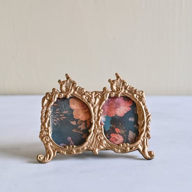 1960s italian miniature brass double portrait frame