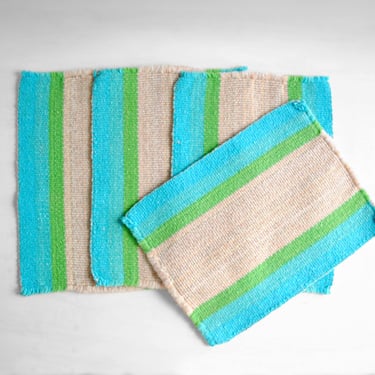 Vintage Green and Blue Woven Placemats 