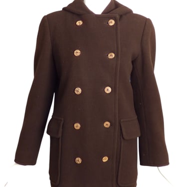 YVES SAINT LAURENT- 1970s Brown Wool Coat, Size 8