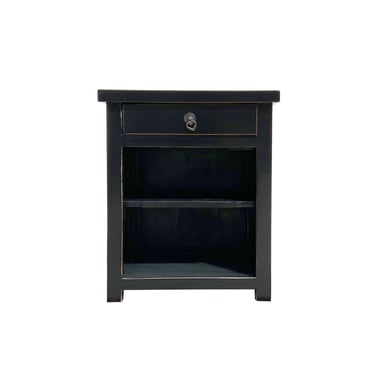 Simple Oriental Black Open Shelf End Table Nightstand Small Cabinet cs7667E 