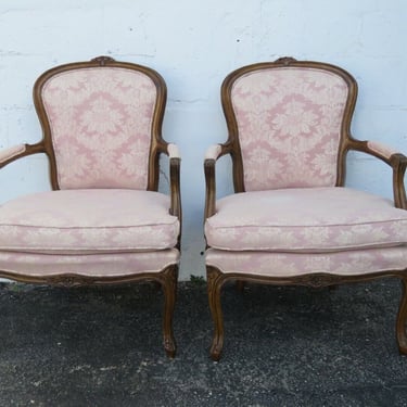 French Pair of Large Side Living Bed Room Den Fireplace Chairs 2589