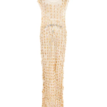 Leaf Paillette Crochet Net Dress