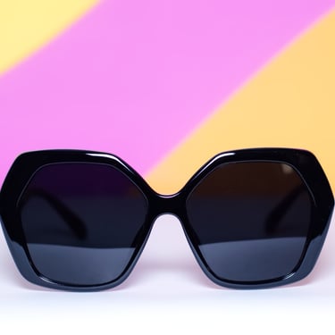 Retro Black Oversized Dark Tint Sunglasses | Hexi Mod 