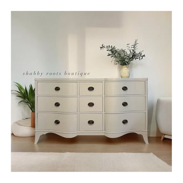 NEW! Beautiful Antique 9 drawer Bow Front Dresser vintage Chest of Drawers Neutral Gray San Francisco, Bay Area by Shab