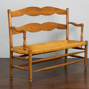 Country French Farmhouse Maple Rush Bench 