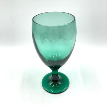 Libbey Juniper Green Teardrop Water Goblet, Wine Glass, Vintage Glassware, Drinkware Barware 