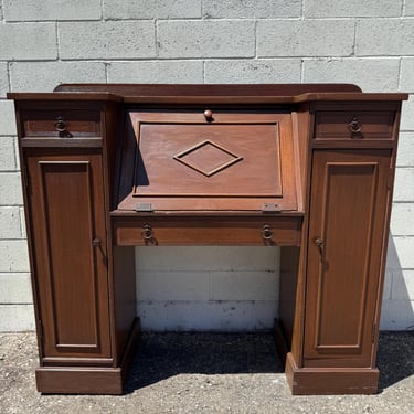 Antique Secretary Desk Wood Inlay Writing Table Office Storage Laptop Stand Traditional American Vintage CUSTOM PAINT Avail 