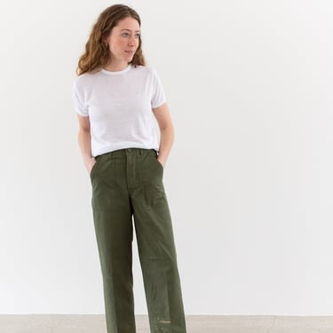 Vintage 25 Waist Army Pants | Cotton Poly Utility Army Pant | Green Fatigues | Made in USA 