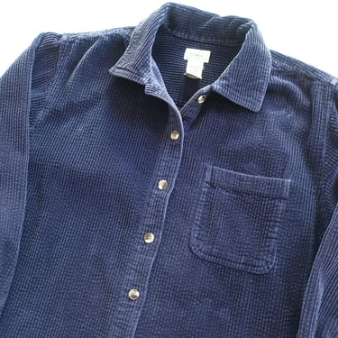 corduroy shirt / LL Bean shirt / 1990s LL Bean navy blue corduroy button up long sleeve shirt Medium 