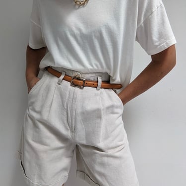 Vintage Pleated Linen Shorts