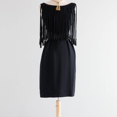 Fabulous 1960's Little Black Dress With Tassels & Fringe / SM