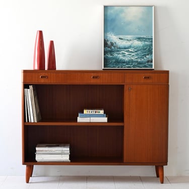 1950s Scandinavian Teak Highboard – Mid-Century Modern Storage Cabinet 