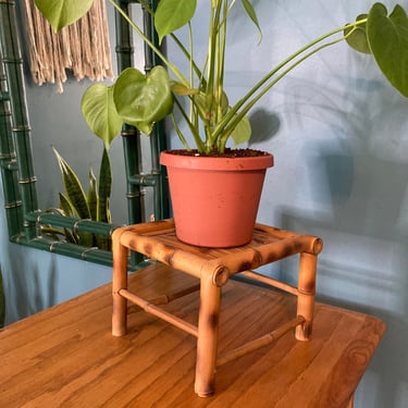 Rattan Bamboo Plant Stand display vintage display stand plant shelf small plant table 