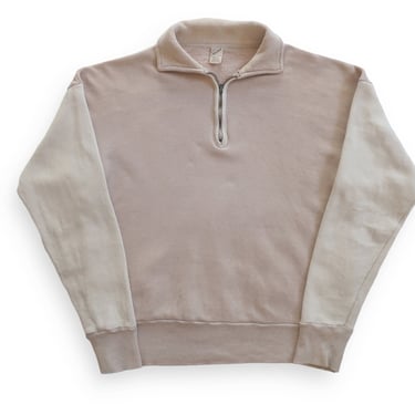 two tone sweatshirt / 60s sweatshirt / 1960s Sportswear two tone quarter zip cotton sweatshirt Medium 