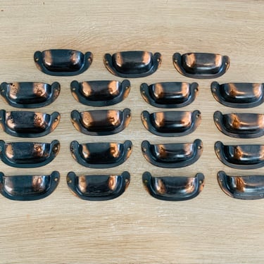 Vintage Metal Handles Drawer Cup Pulls Drawer Pulls - Set of 19 - As Is Condition 