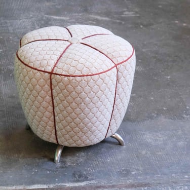 Art Deco pouf / stool with chrome-plated base 