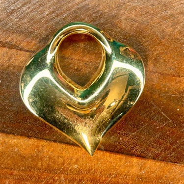 Brass Heart Pendant Vintage Retro Fashion Jewelry 80s 90s Love Gift Made In USA 