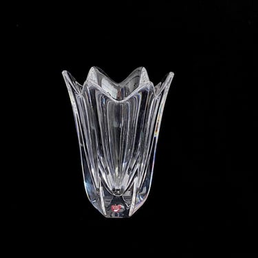 Vintage Large 7.75"  Fine Orrefors of Sweden Crystal Art Glass Vase Jan Johansson Fleur Pattern Scandinavian Glass 