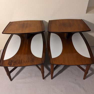 Vintage MCM 1970s Pair Two Tier End Tables. 