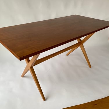 Danish Modern Teak Table with X Base