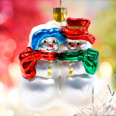 VINTAGE: Mr. and Mrs. Snowmen Blown Glass Ornament - Thomas Pacconi Classics Museum Series - Collection - Replacement - SKU 28 29-B-00033719 