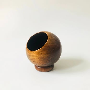 Mid Century Wood Sphere Nut Bowl 