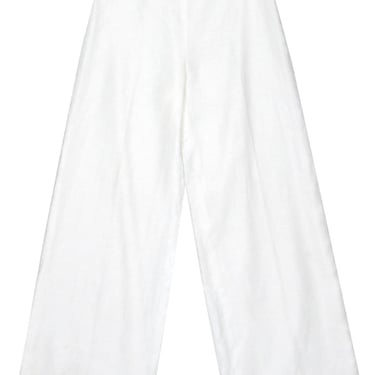 Agnona for Bergdorf Goodman - White Wide Leg Linen Trousers Sz 10