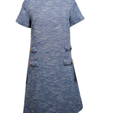 Tuckernuck - Blue &amp; White Tweed Shift Dress Sz S