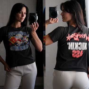 Vintage 80s Bon Jovi Distressed Single Stitch Paper Thin Tee Shirt | 1989 We're Back Kickin' Ass | 1980s Heavy Metal, Rock Band T-Shirt 