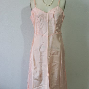 Vintage 1940s 50s NWT Pink rayon Slip Nightgown Vintage Peignoir lingerie // modern  0 2 XXS XS  extra small 
