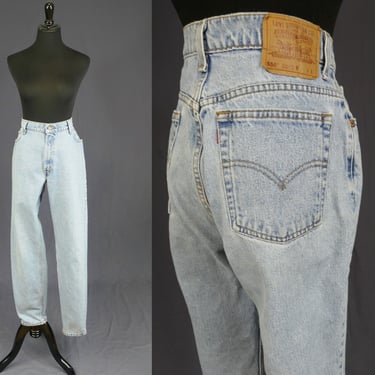 90s Levi's 550 Jeans - 31" waist - Blue Cotton Denim Pants - High Rise - Relaxed Fit Tapered Leg - Vintage 1990s - 32" inseam 