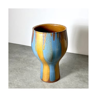Rare David Cressey Flame Glaze Chalice Planter Architectural Pottery Pro Artisan 1960s 
