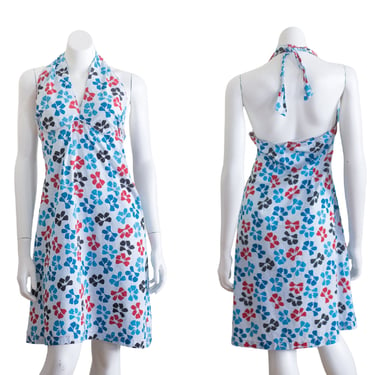 Light blue floral halter top dress 
