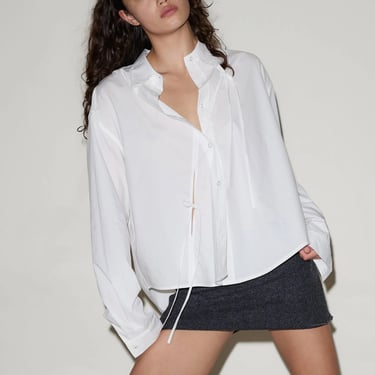 Twin Bow Shirt in White - Deiji Studios