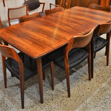 Super Rare Rosewood Dining Table w/ 2 Leaves by Gustav Bahus