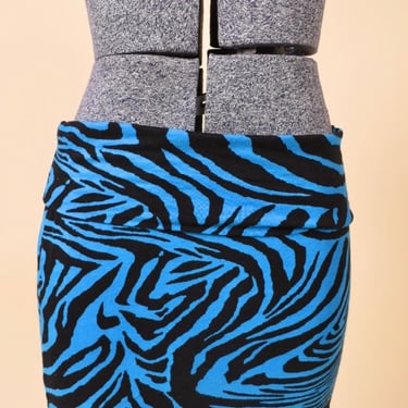 Blue Tiger Print Mini Skirt By Ambiance, S/M