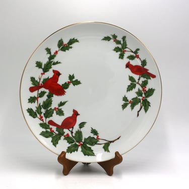 Vintage Lefton Christmas Cardinal plate 1984 
