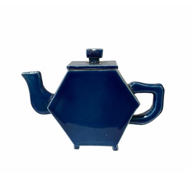 Navy Blue Porcelain Hexagon Shape Teapot Shape Display ws2359E 